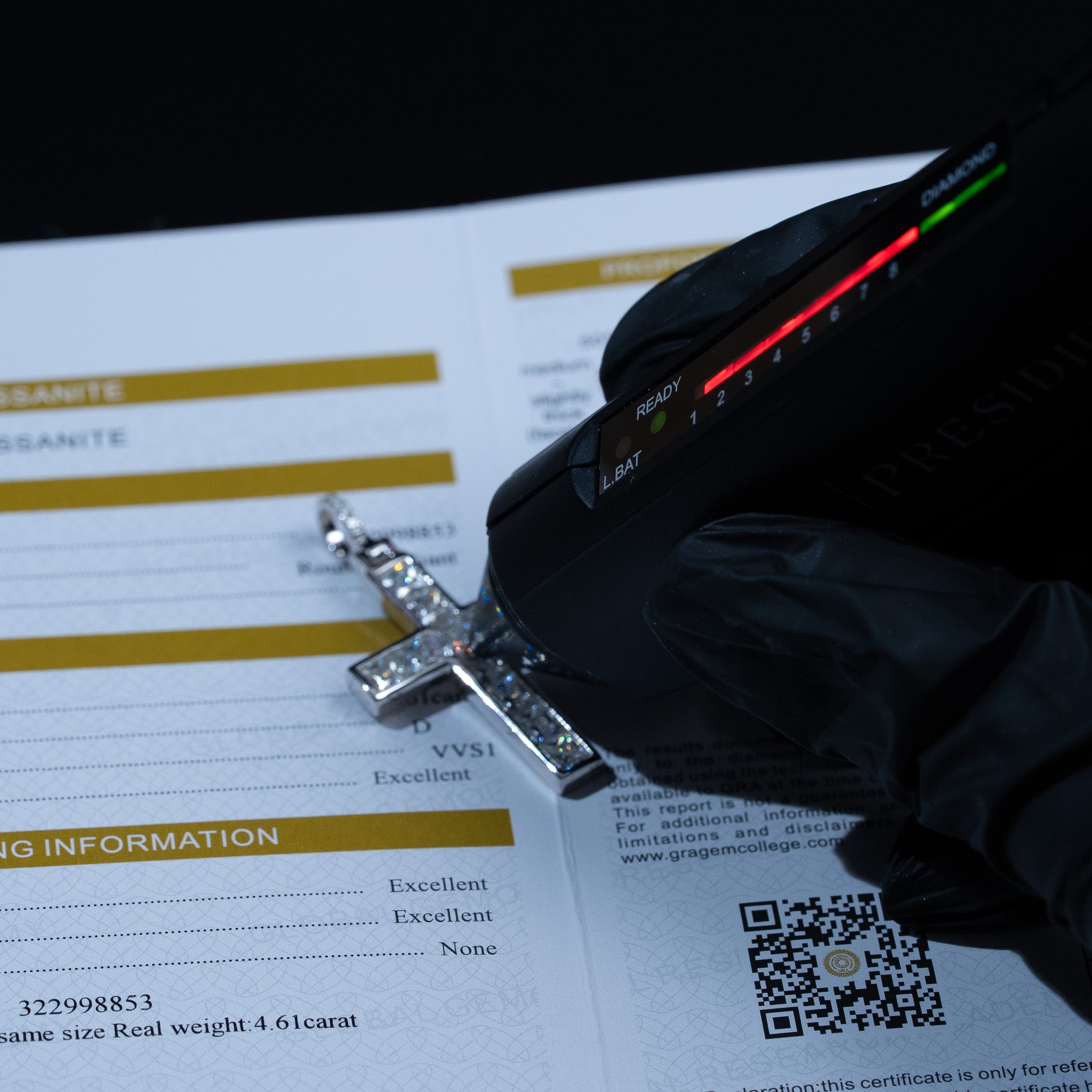 Moissanite 4.6 TCW Princess Cut Tennis Cross Pendant