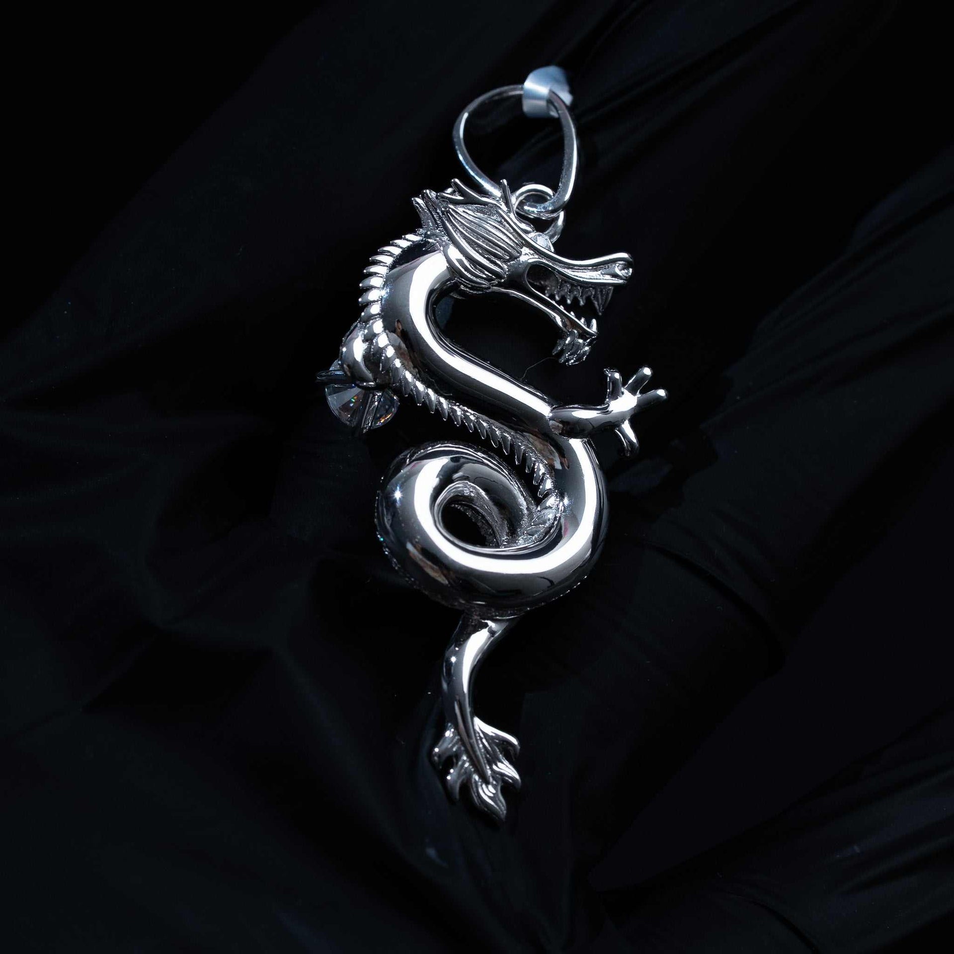 Moissanite Dragon Pendant in 925 Sterling Silver
