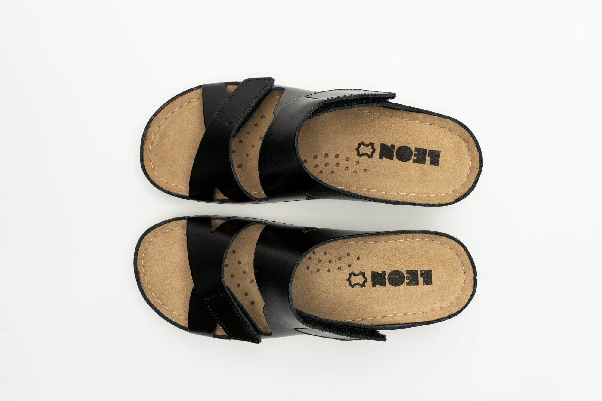 Women's Leather Orthopedic Comfort Slide Sandals with Velcro Straps - Image 8