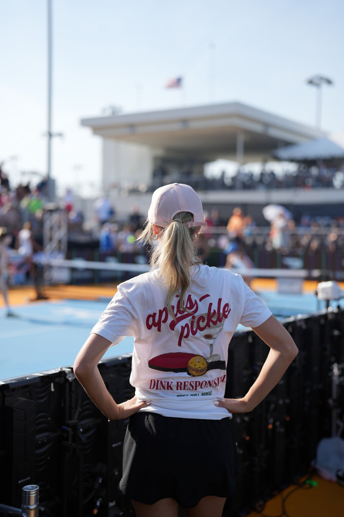 Women's Dink Responsibly Graphic Tee in White and Heather Blue - Image 2