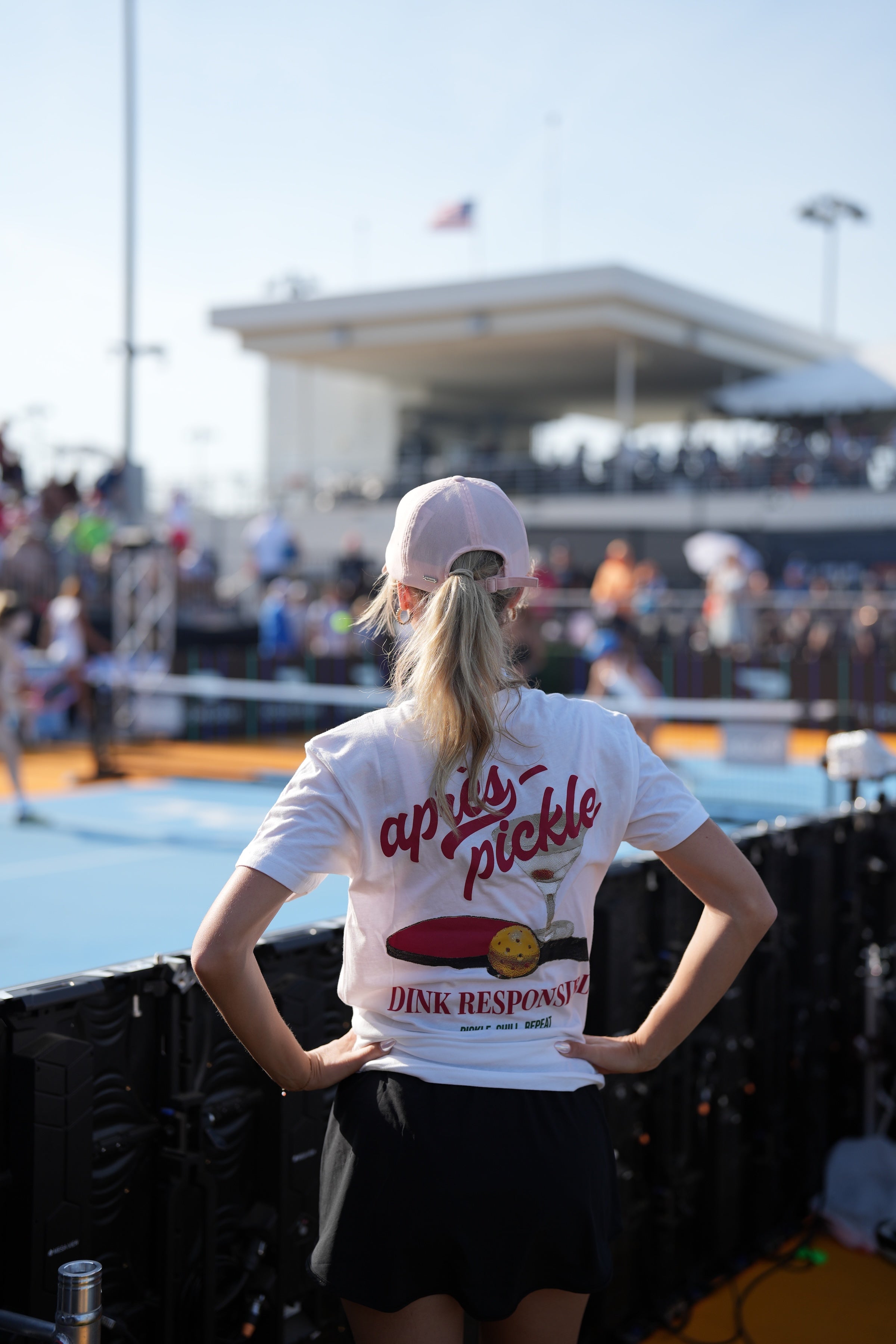 Women's Dink Responsibly Graphic Tee in White and Heather Blue - Image 2