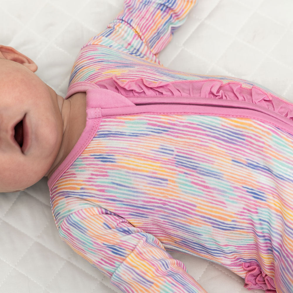 Lavender Stripes Bamboo Ruffle Convertible Footie