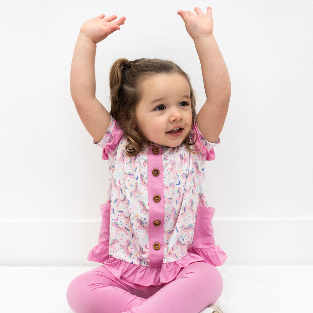 Lavender Unicorns Bamboo Short Sleeve Tunic Top