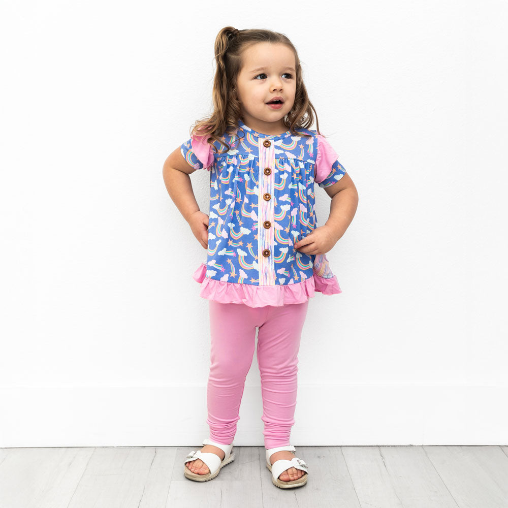 Lavender Rainbows Bamboo Short Sleeve Tunic Top