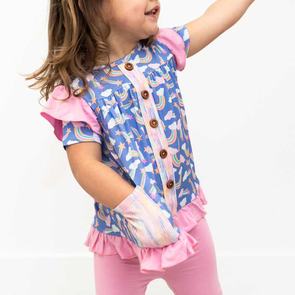 Lavender Rainbows Bamboo Short Sleeve Tunic Top