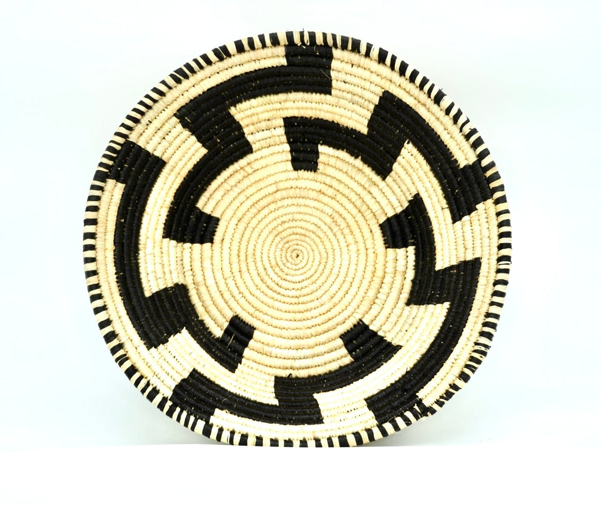 Maze Ugandan Basket, Black and Natural Geometric Storage Decor