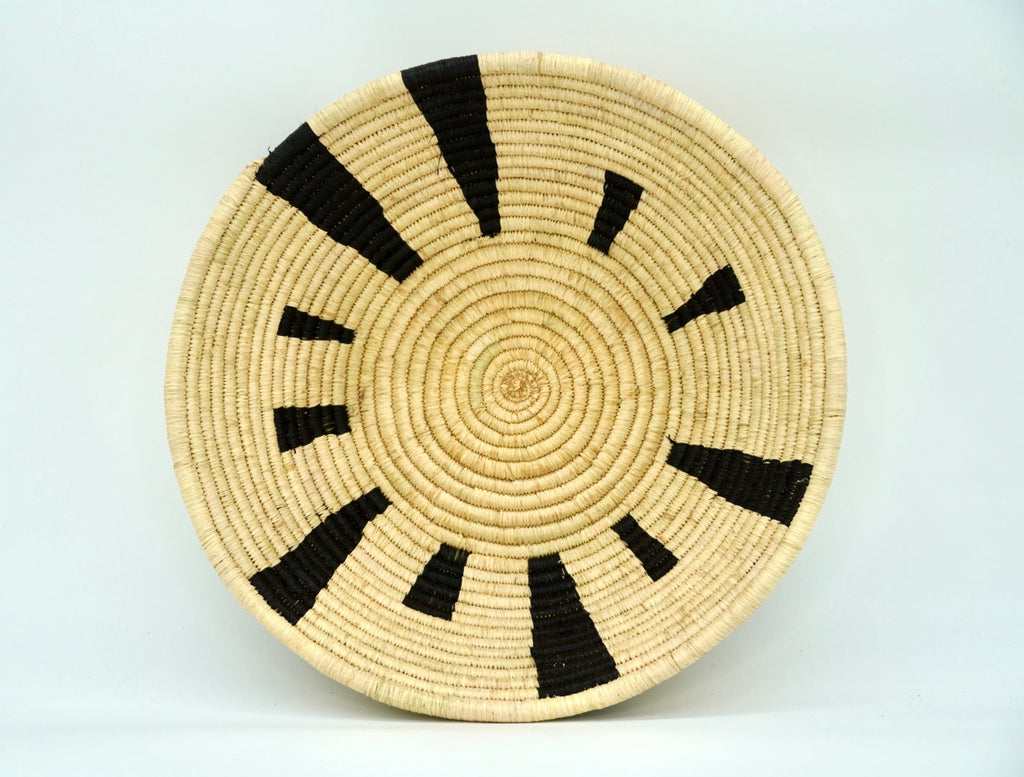 Ray Wicker Wall Basket - Black & Natural Geometric Boho Decor