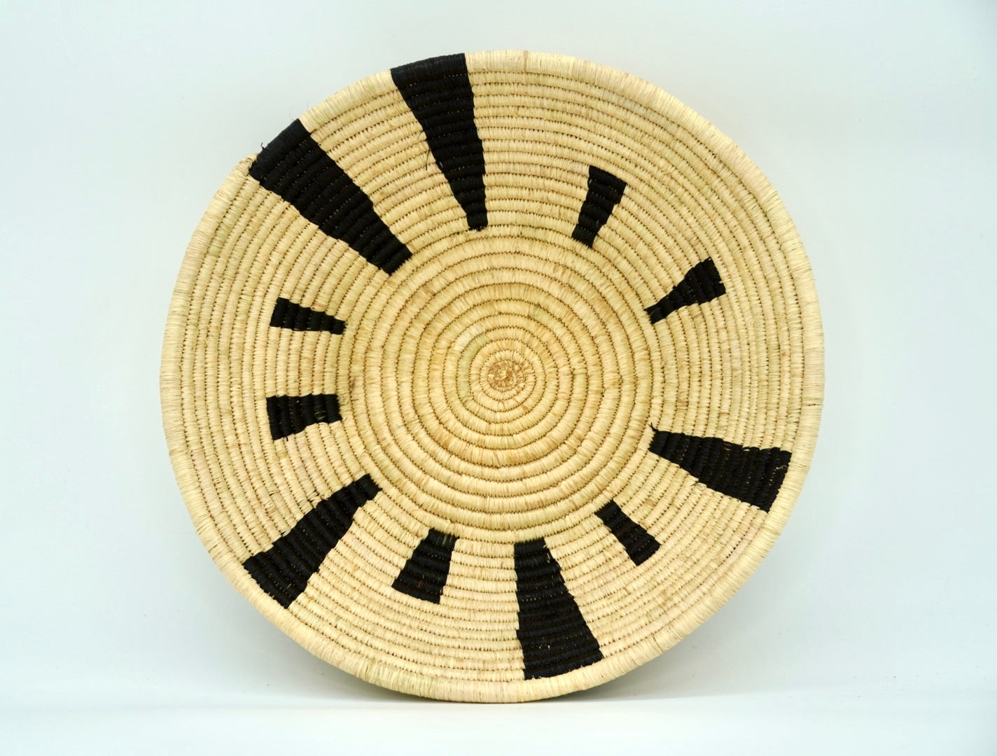 Ray Wicker Wall Basket - Black & Natural Geometric Boho Decor
