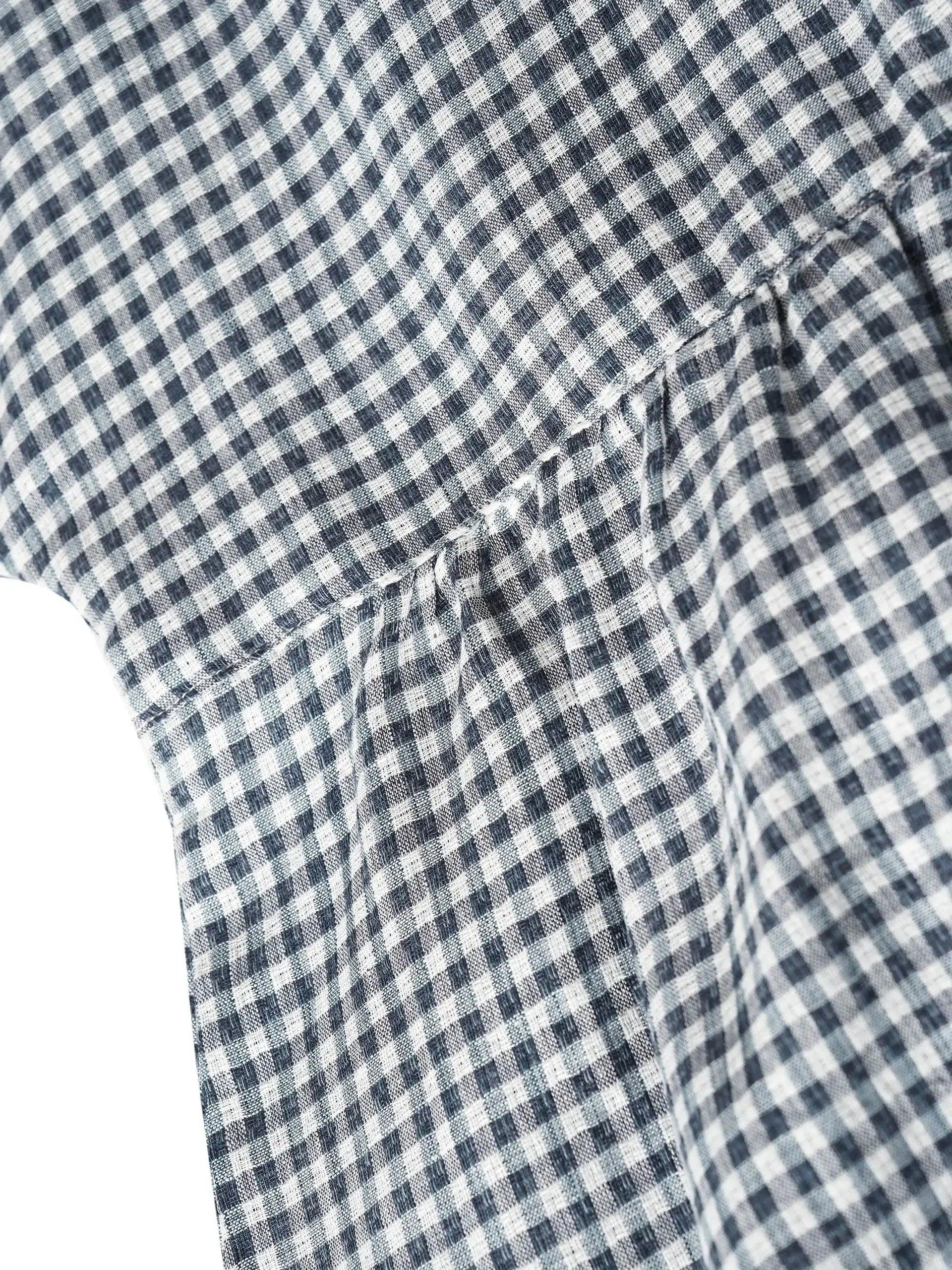 Linen Checked Long-Sleeved Top CAROLINE