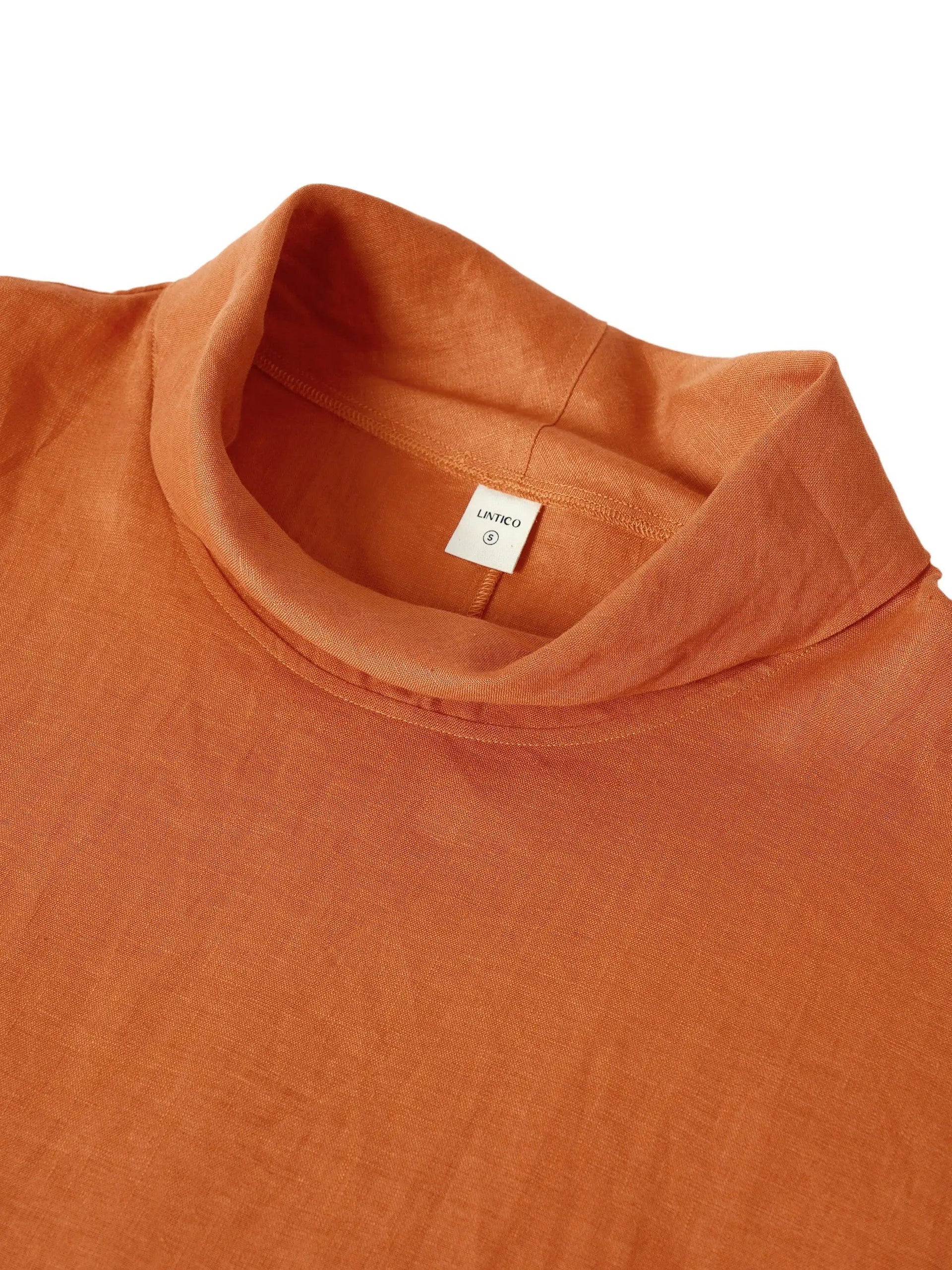100% Linen Dropped Collar Long-Sleeve Top TRISTAN