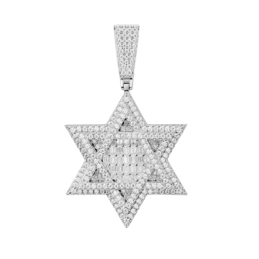 Moissanite Star Of David Pendant Solid 925 Sterling Silver