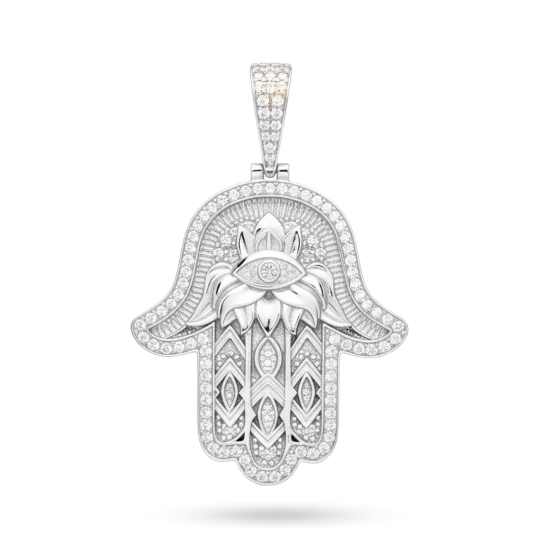 Hand of Fatima - Moissanite 925 Sterling Silver Pendant