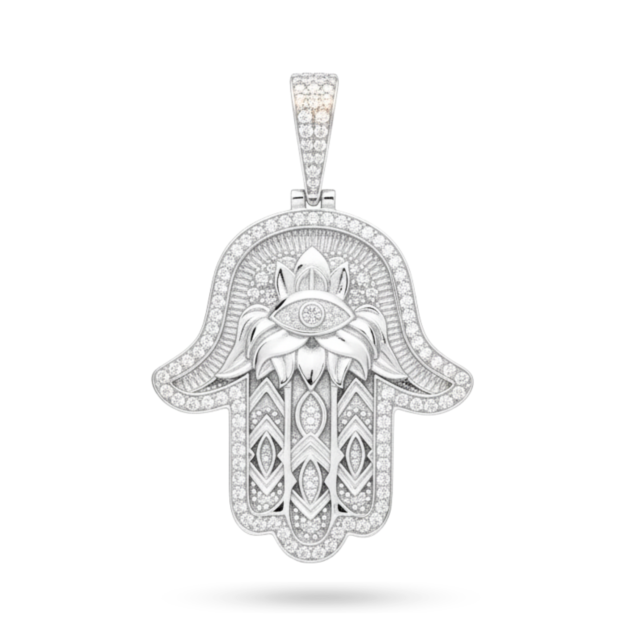 Hand of Fatima - Moissanite 925 Sterling Silver Pendant