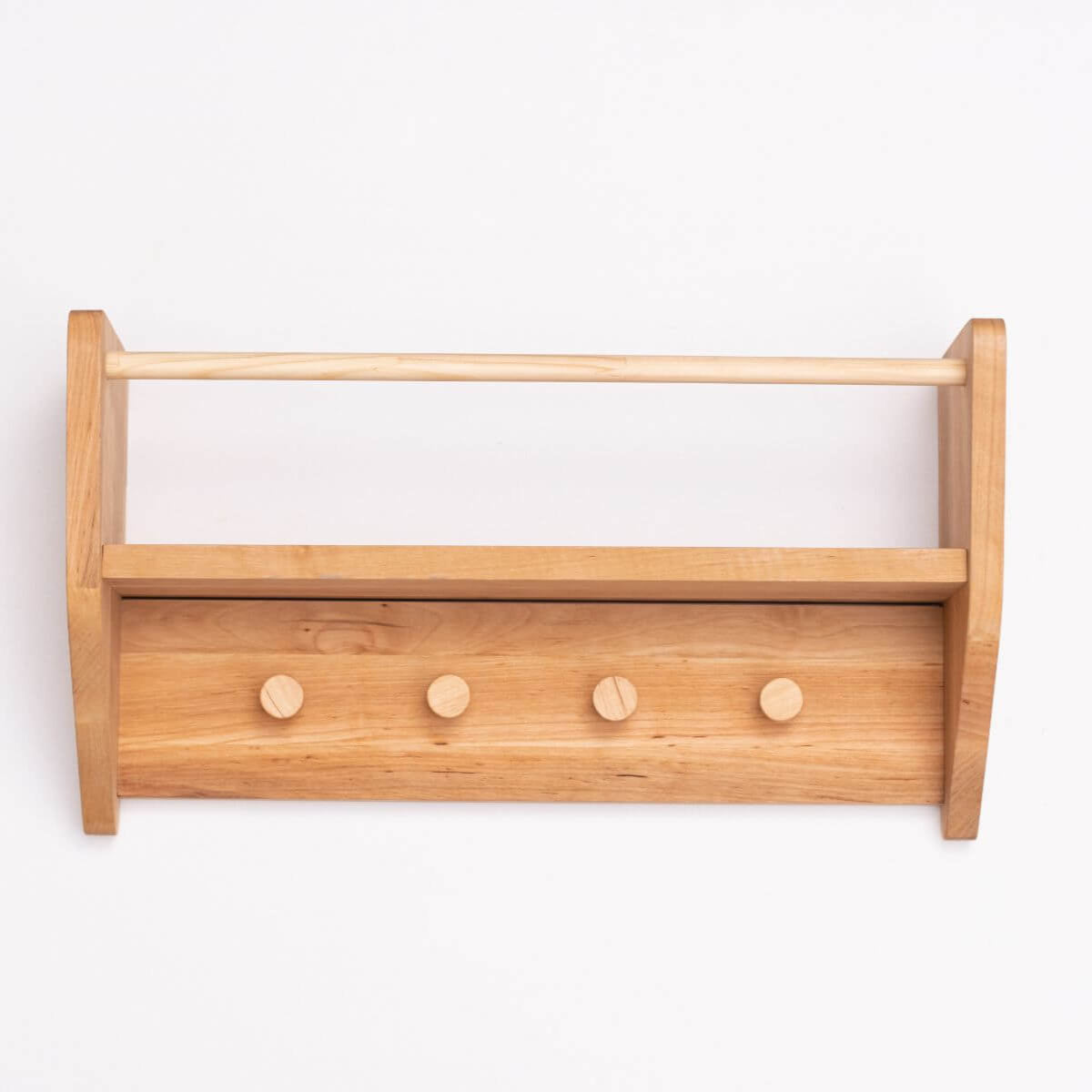 Nursery Wall Shelf with Hooks - Space-Saving Storage