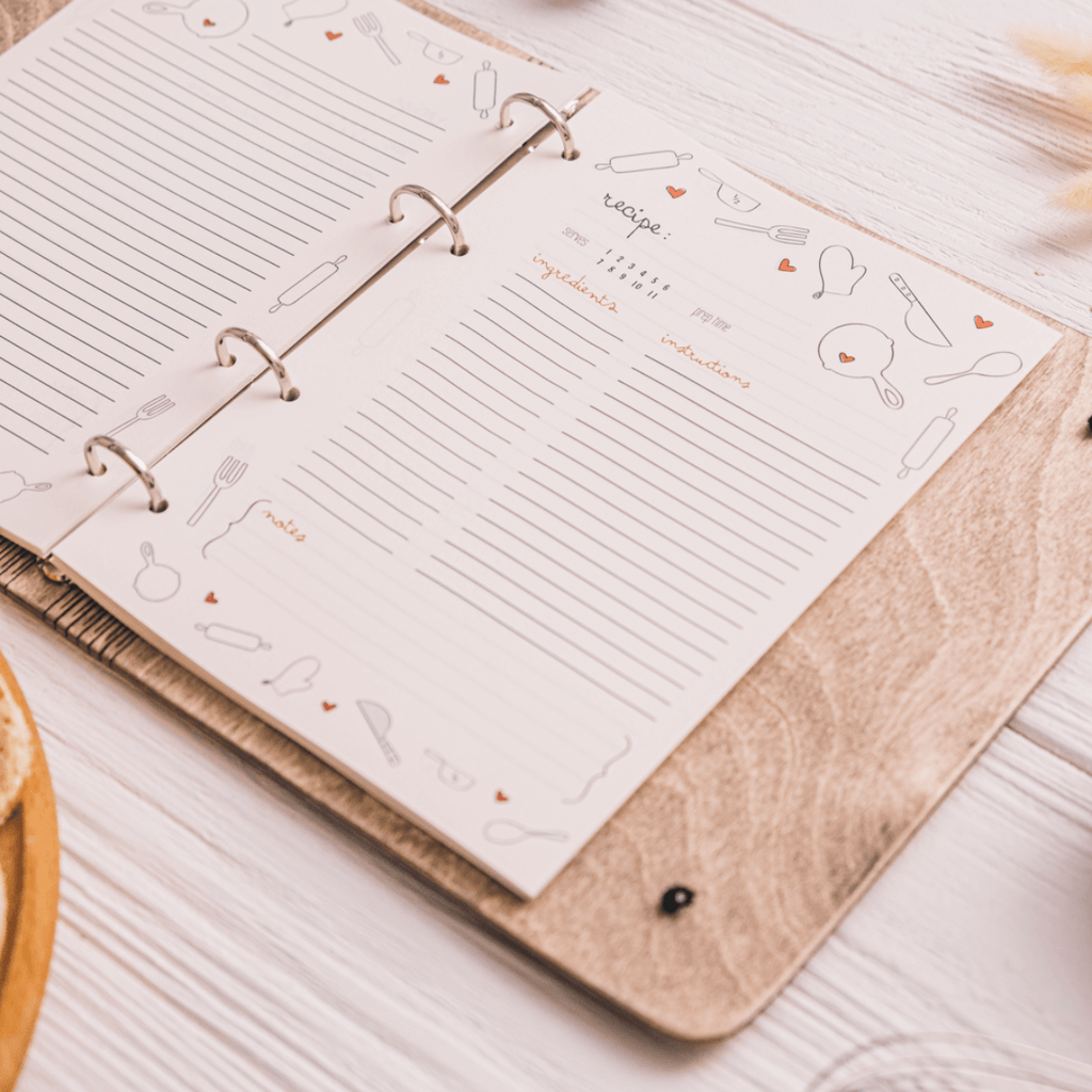 Extra set of recipe book paper refills for Enjoy The Wood cookbooks