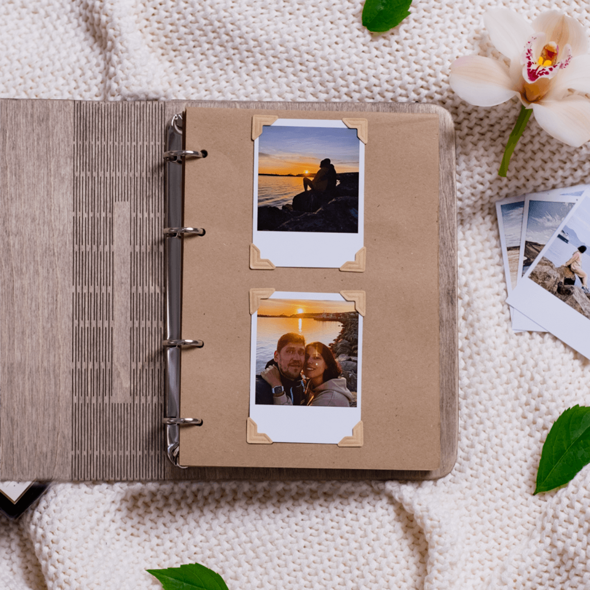 Rustic Wooden Wedding Photo Album and Guest Book