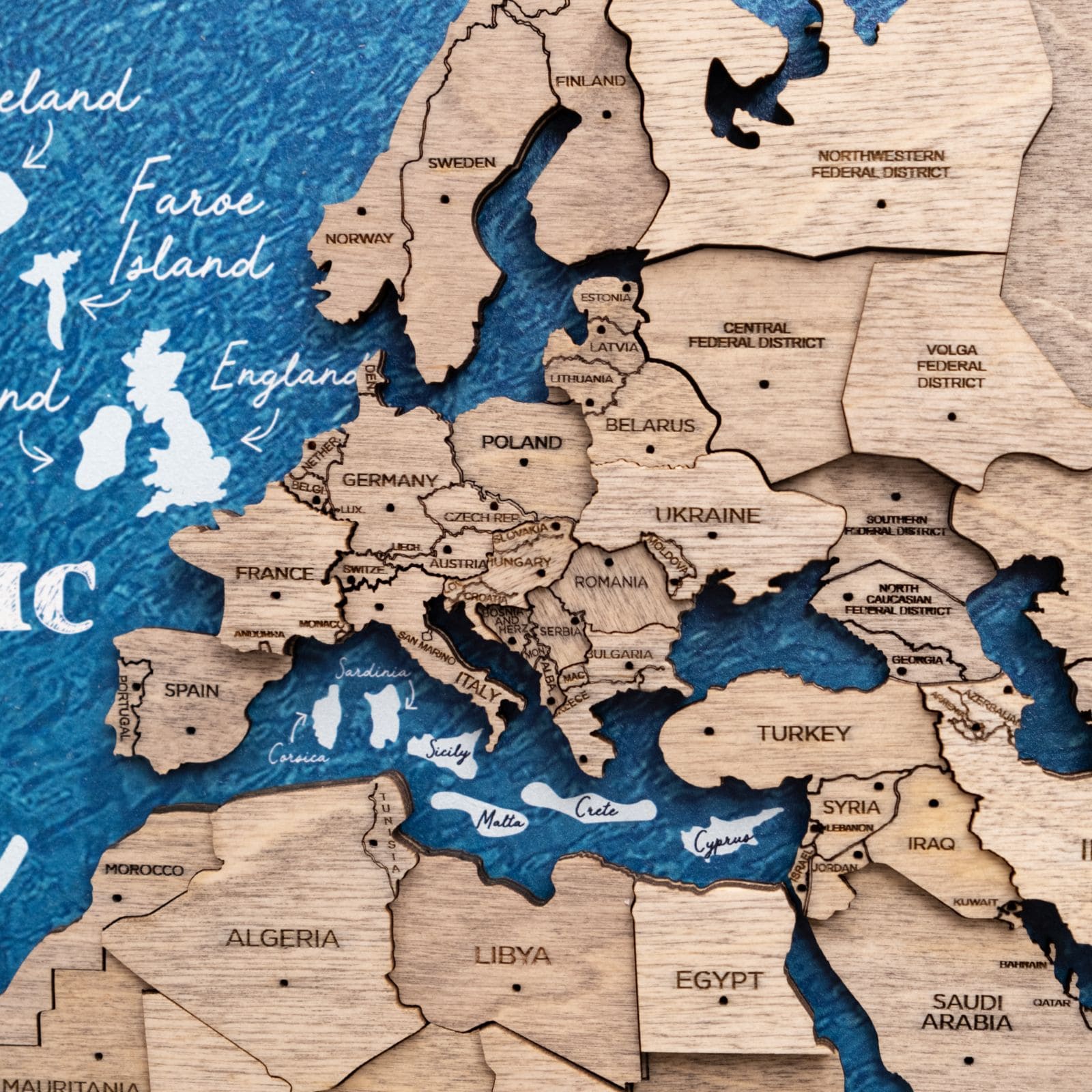 3D Wooden Panel World Map Terra Modern Nature-Inspired Art