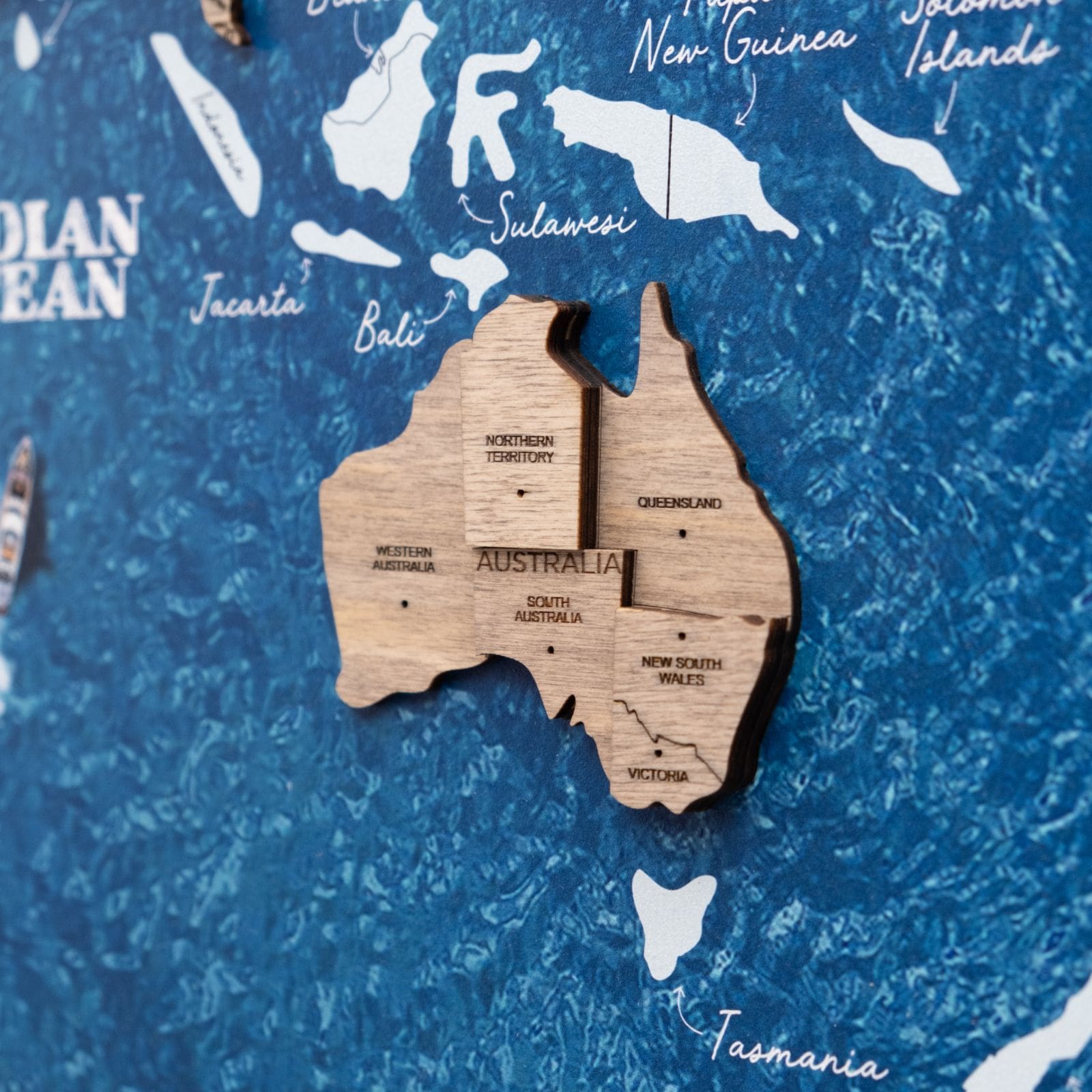 3D Wooden Panel World Map Terra Modern Nature-Inspired Art