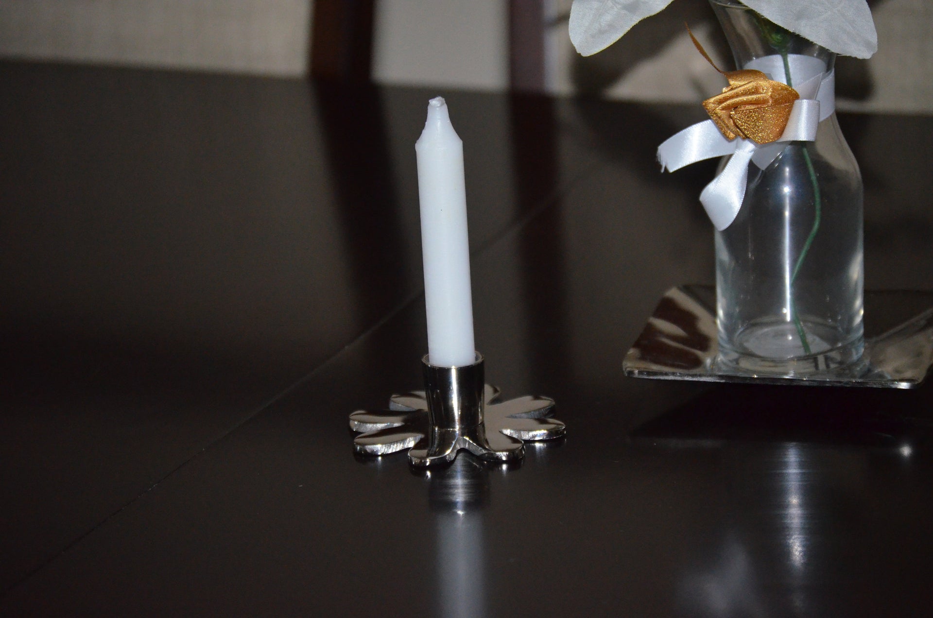 Decorative Silver Flower Candle Holder
