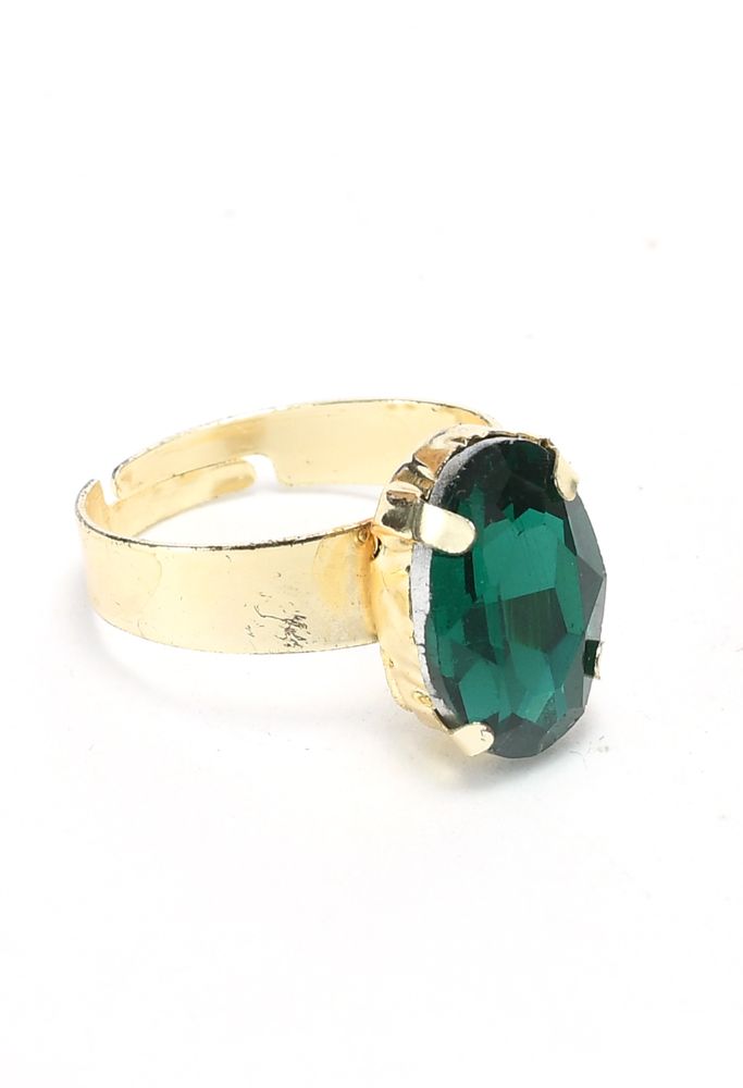 Gold-Polished Green Stone Statement Choker Necklace