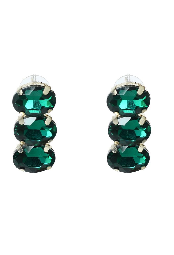 Gold-Polished Green Stone Statement Choker Necklace