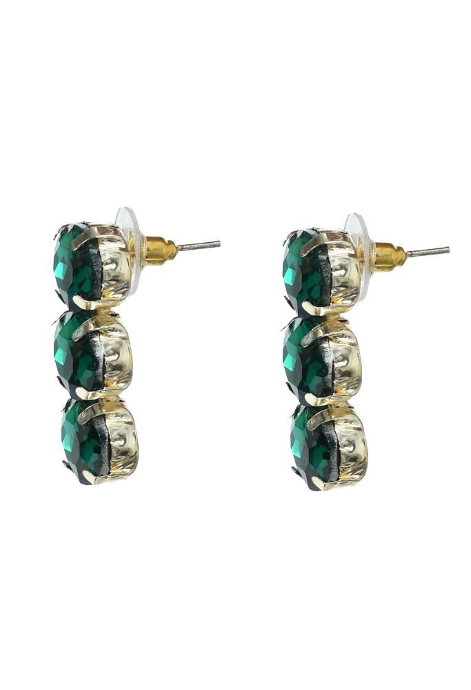 Gold-Polished Green Stone Statement Choker Necklace