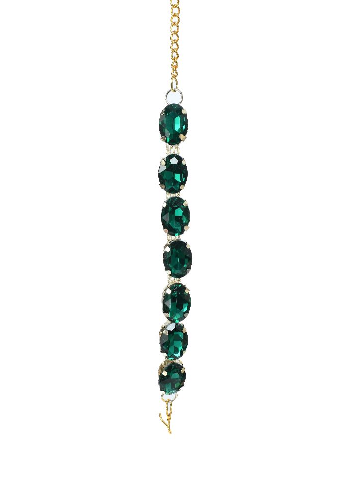 Gold-Polished Green Stone Statement Choker Necklace