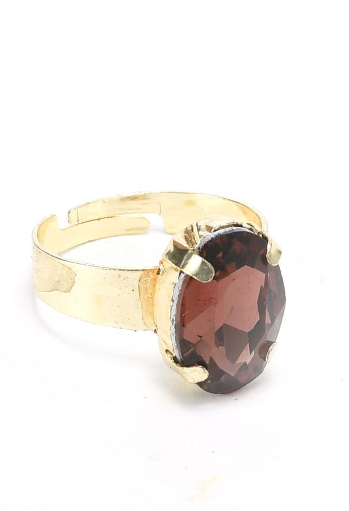 Gold-Polished Brown Stone Choker Necklace for Women