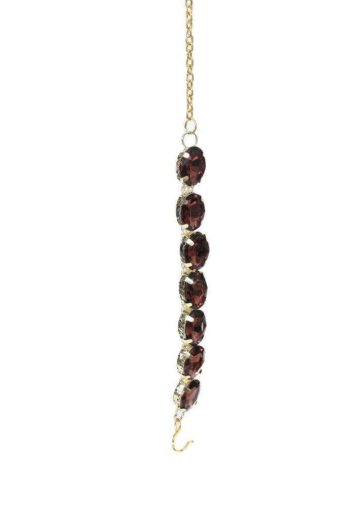 Gold-Polished Brown Stone Choker Necklace for Women