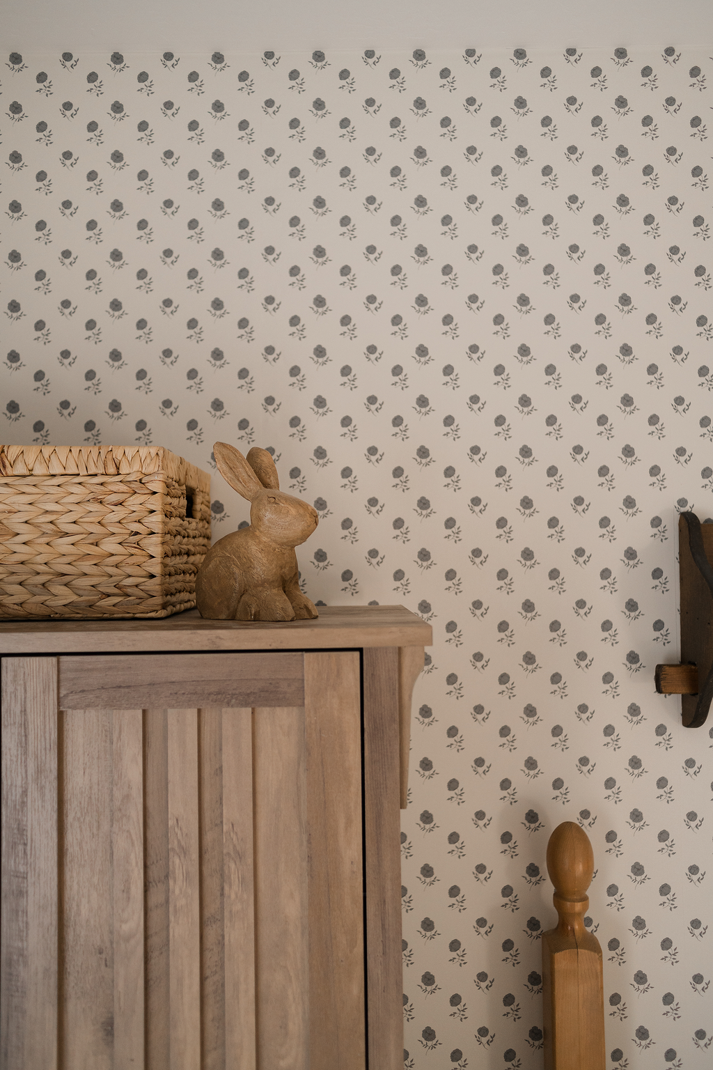 Elle Floral Removable Wallpaper in Cream Grey Blush Sage-green