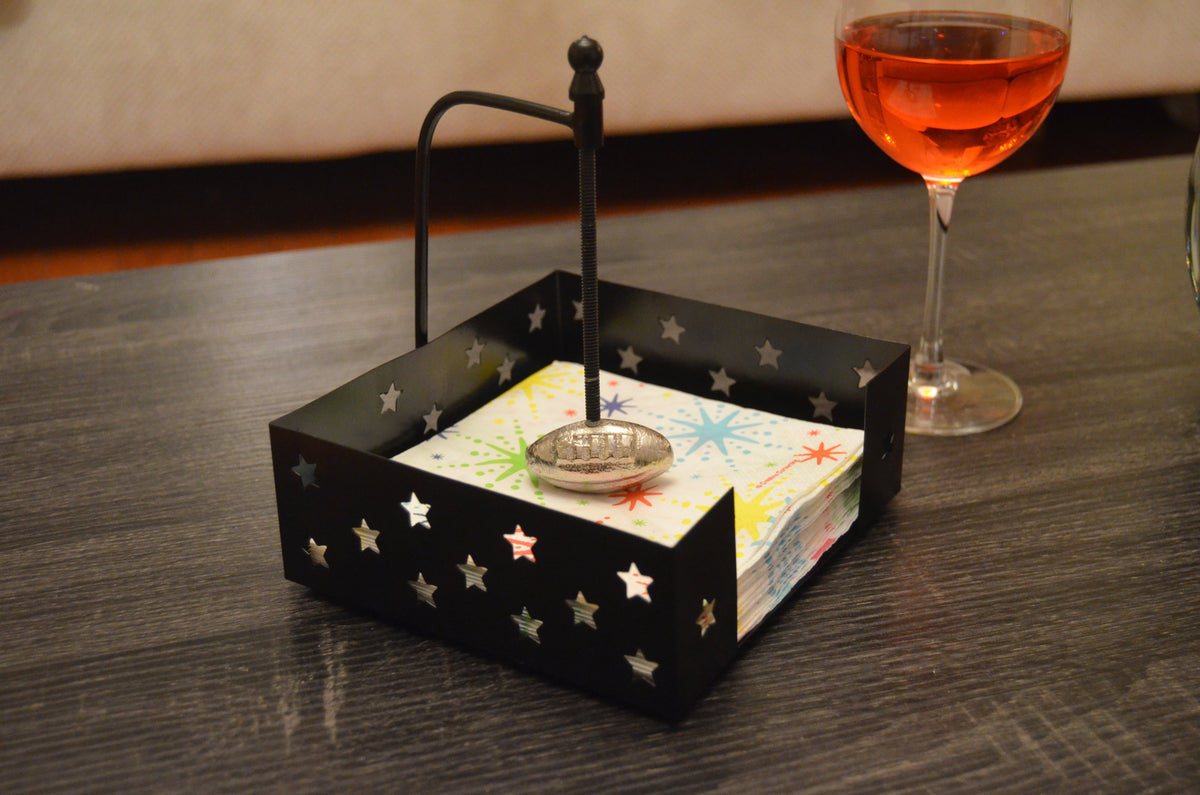 Handcrafted American Football Napkin Holder (Silver)