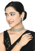 Gold-polished white stone statement choker necklace for women
