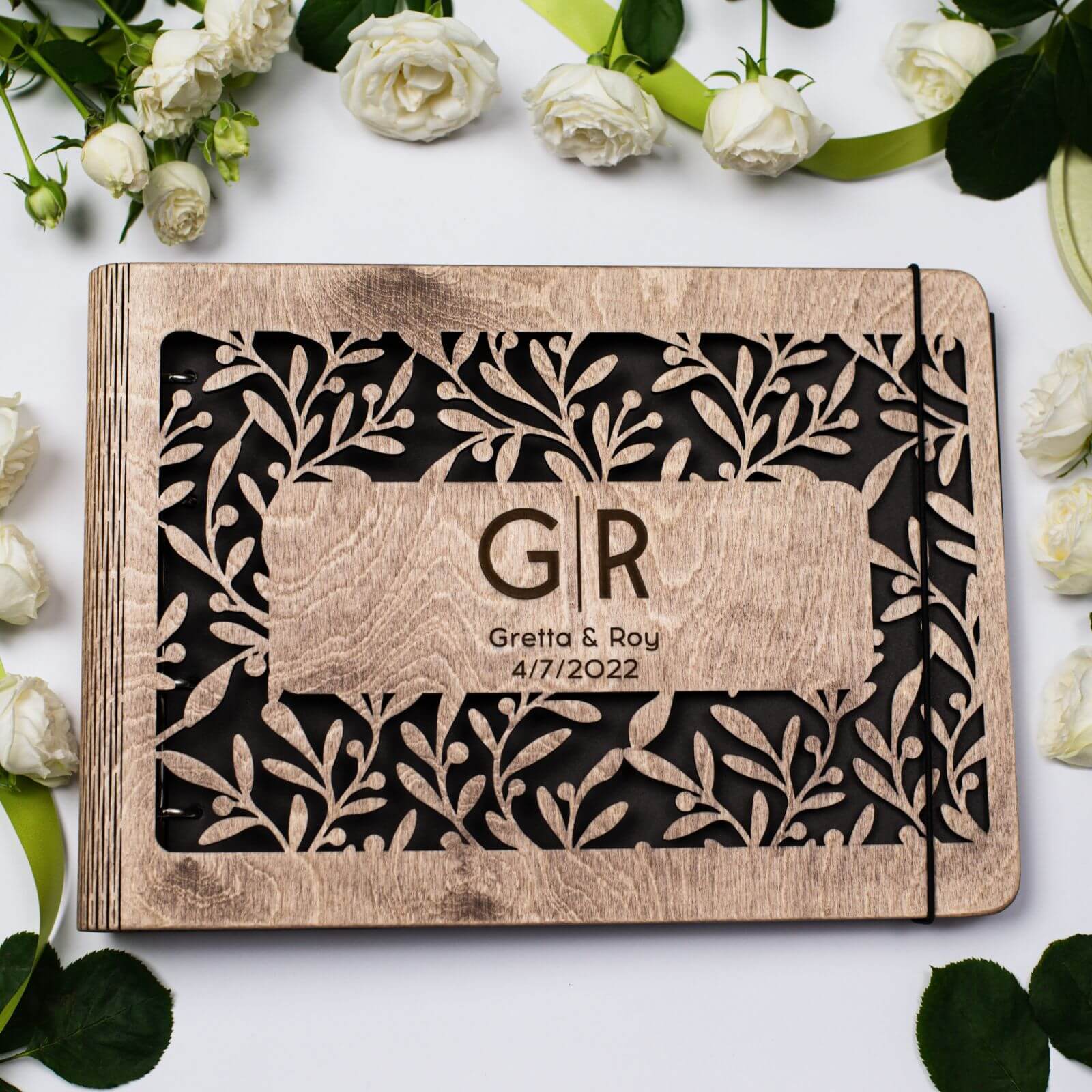Personalized Wooden Wedding Album & Honeymoon Keepsake Book
