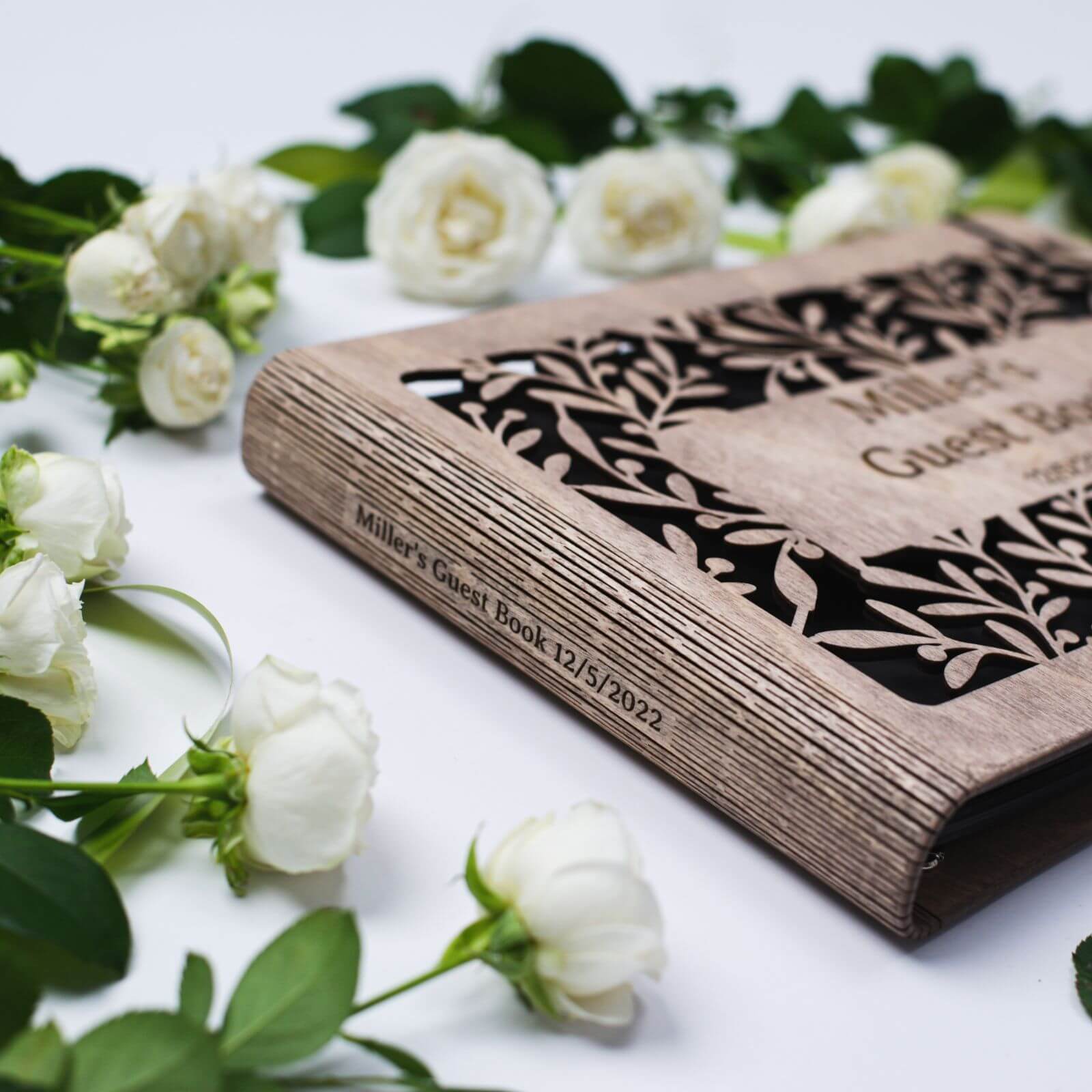 Personalized Wooden Wedding Album & Honeymoon Keepsake Book