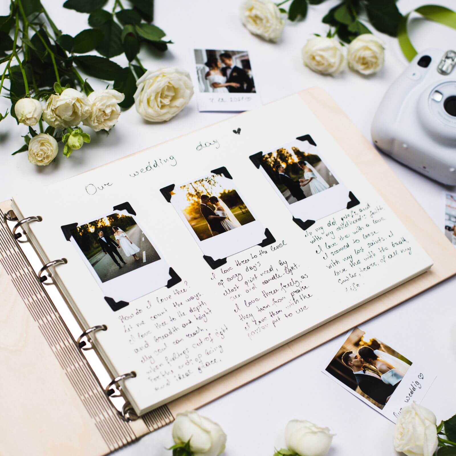 Personalized Wooden Wedding Album & Honeymoon Keepsake Book