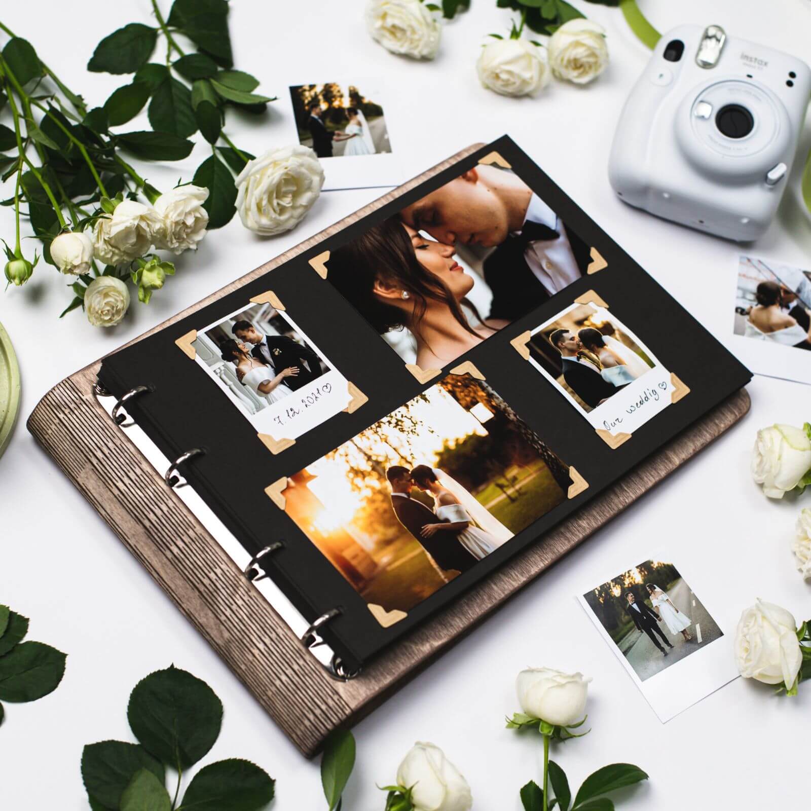 Personalized Wooden Wedding Album & Honeymoon Keepsake Book