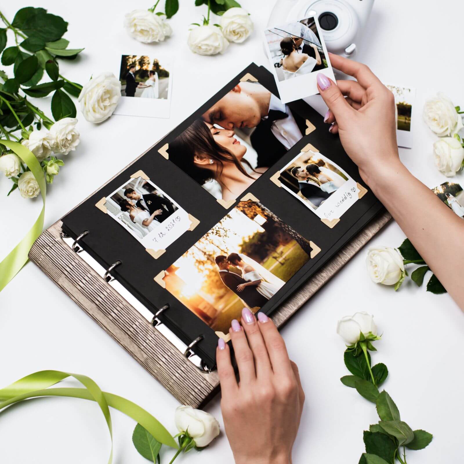 Personalized Wooden Wedding Album & Honeymoon Keepsake Book