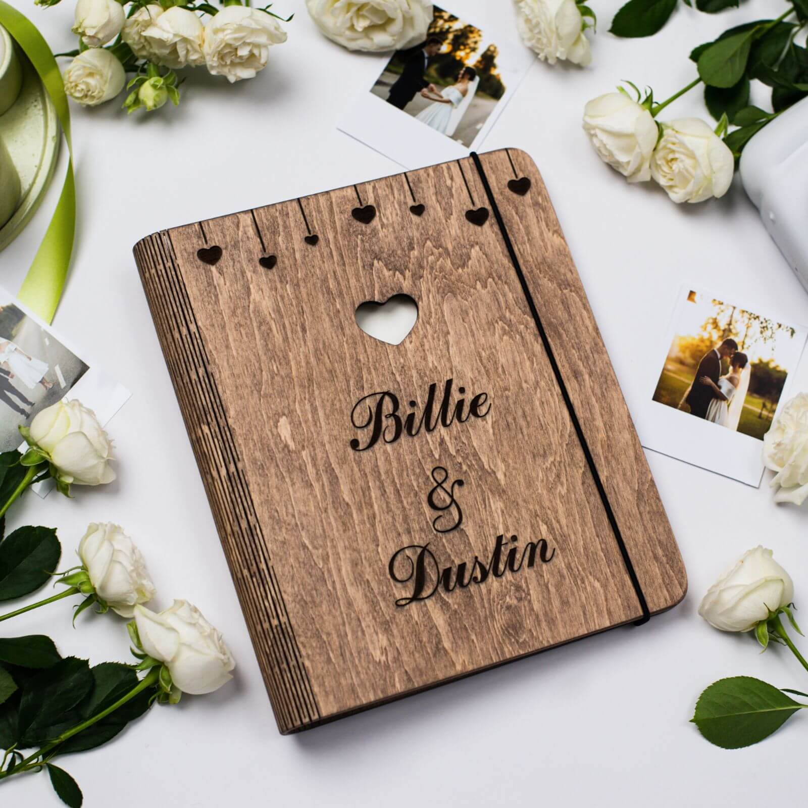 Rustic Wooden Wedding Photo Album and Guest Book