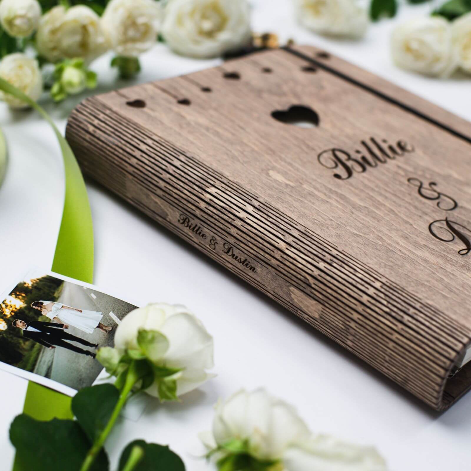 Rustic Wooden Wedding Photo Album and Guest Book