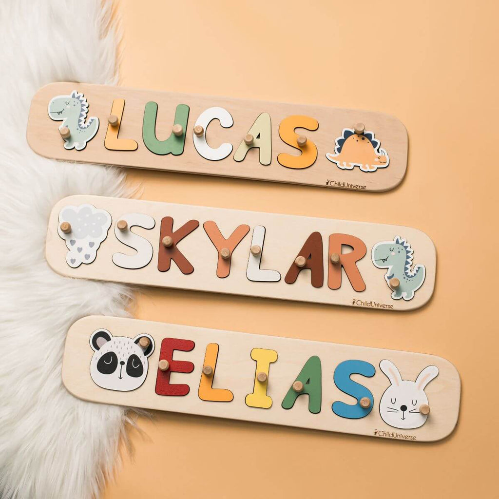 Personalized Wooden Name Puzzle for Girls – Educational Toddler Toy
