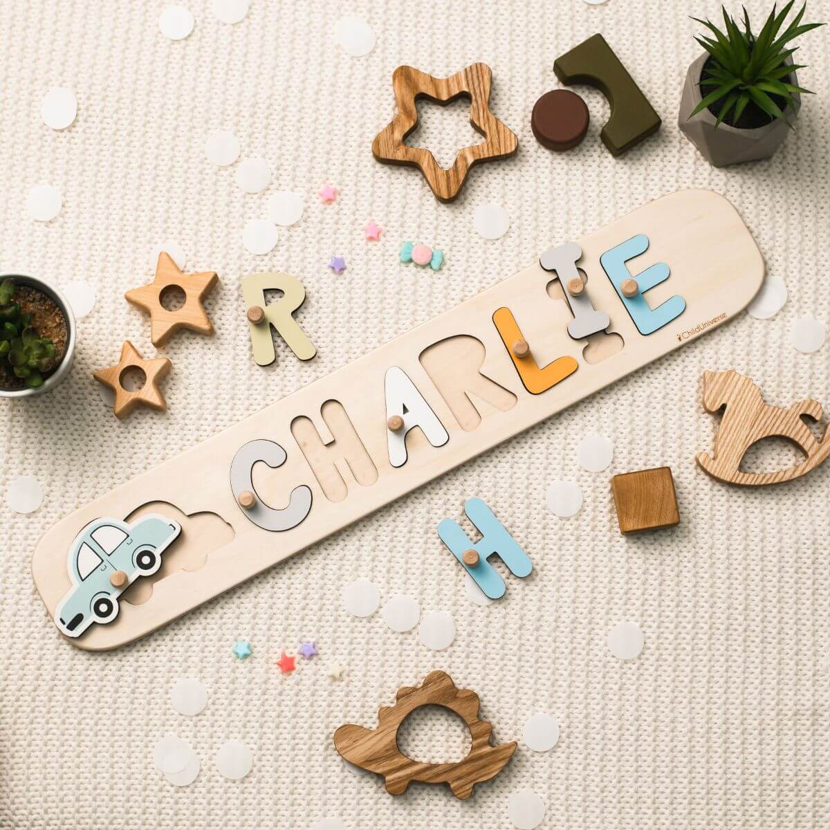 Customized Wooden Name Puzzle for Kids Nursery Decor