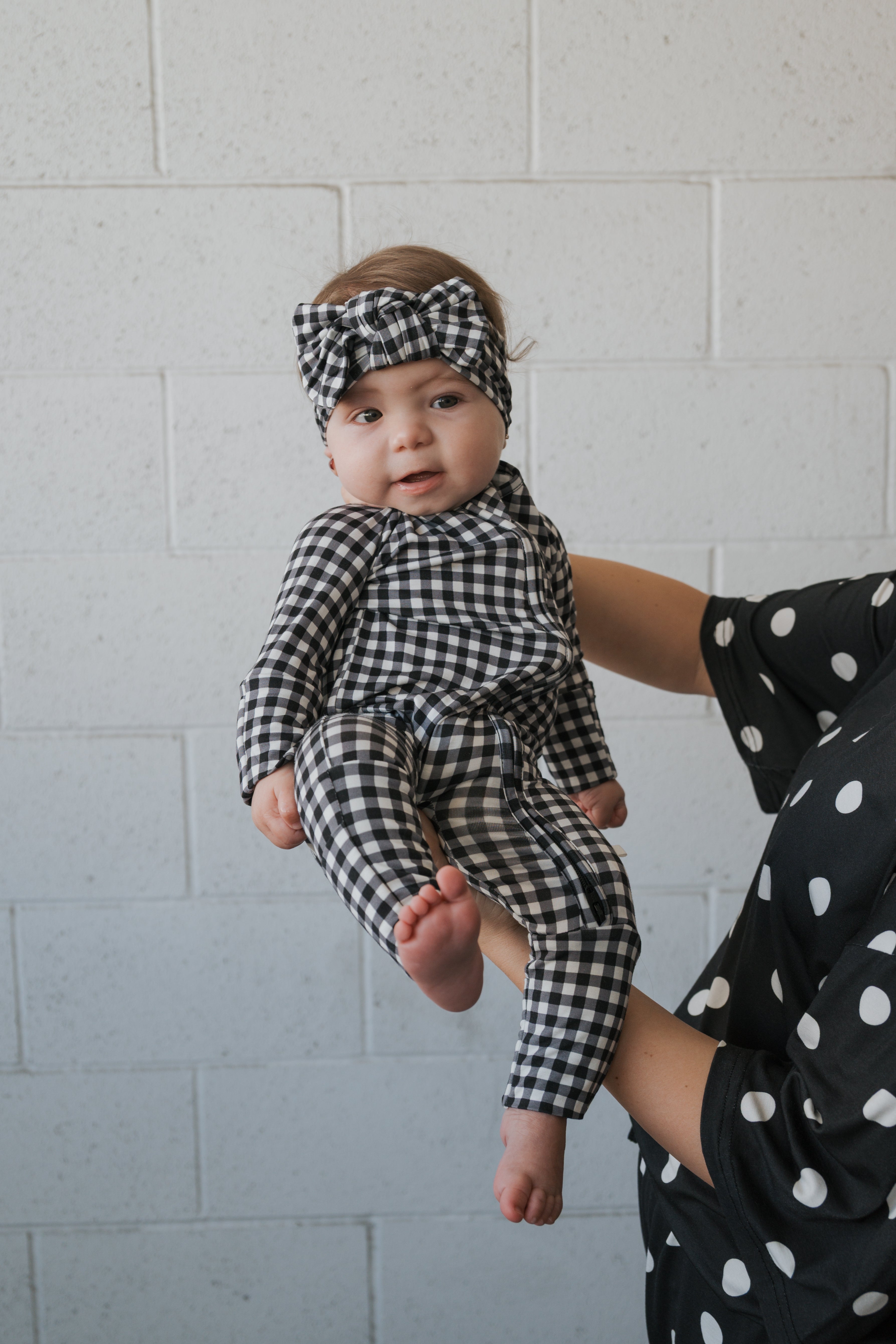 Bamboo Zip Pajamas | Black Gingham