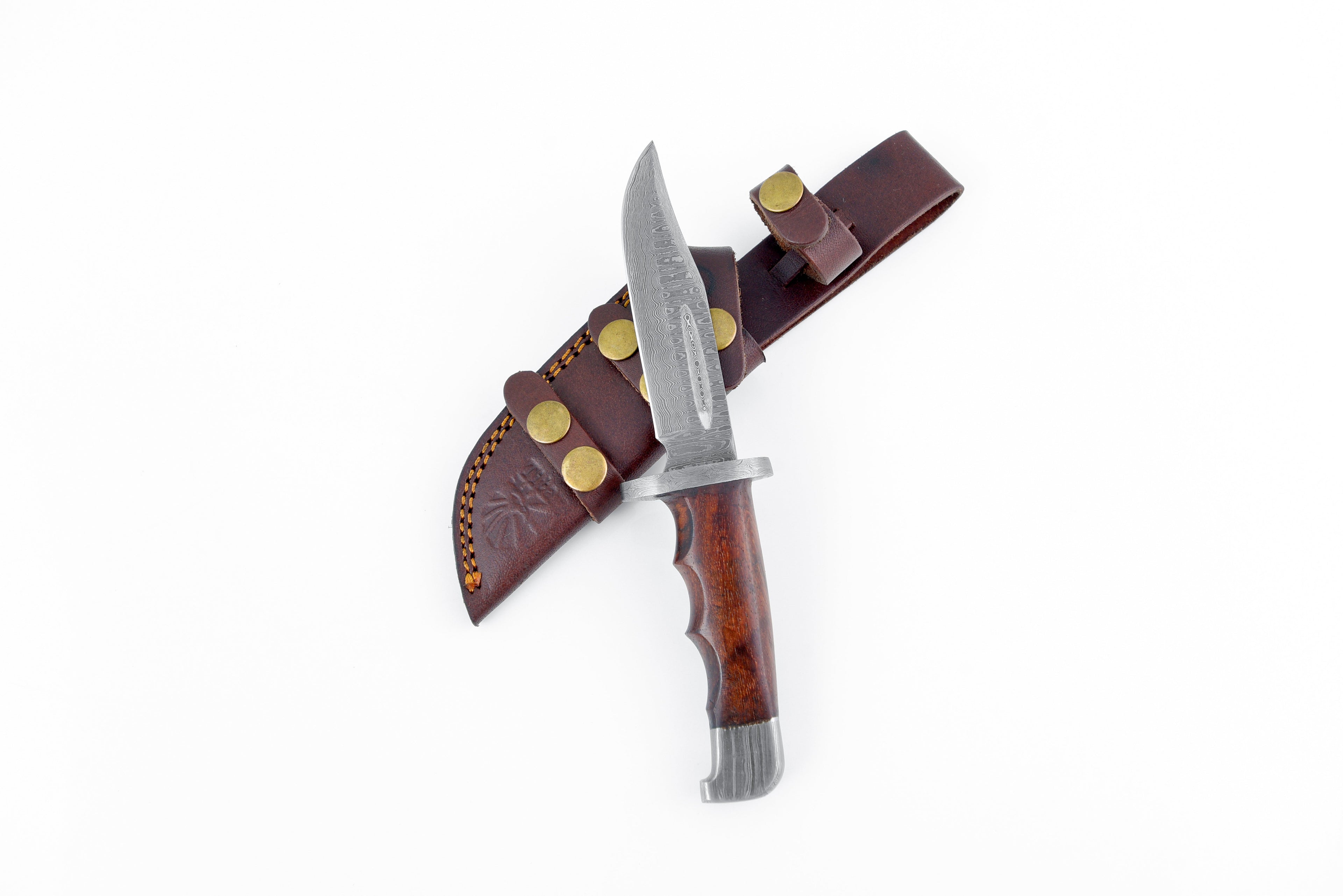 Damascus Hunting Knife Full Tang with Damascus Hilt Custom Titan Hunter TD-216