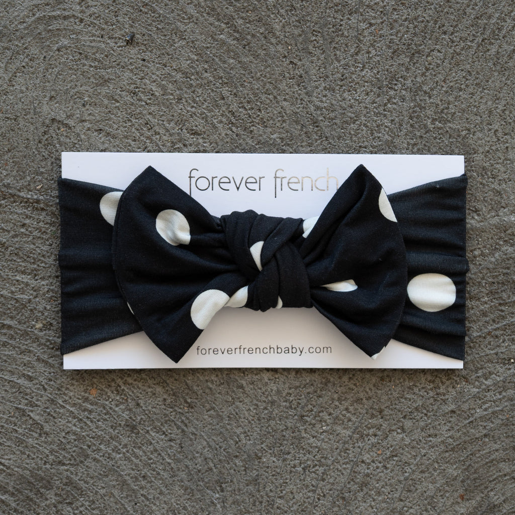 Bamboo Head Wrap | B&W Polka Dot
