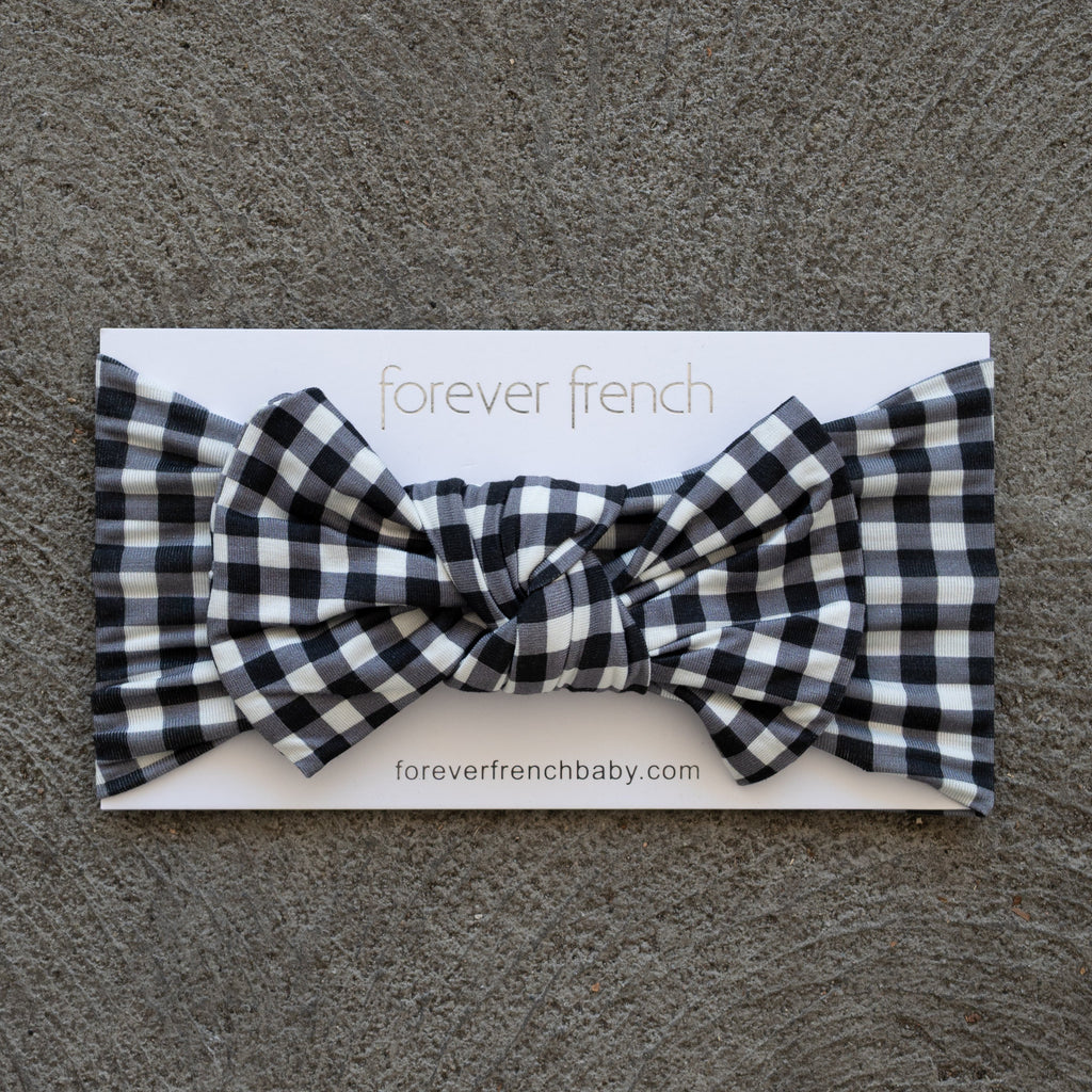 Bamboo Head Wrap | Black Gingham
