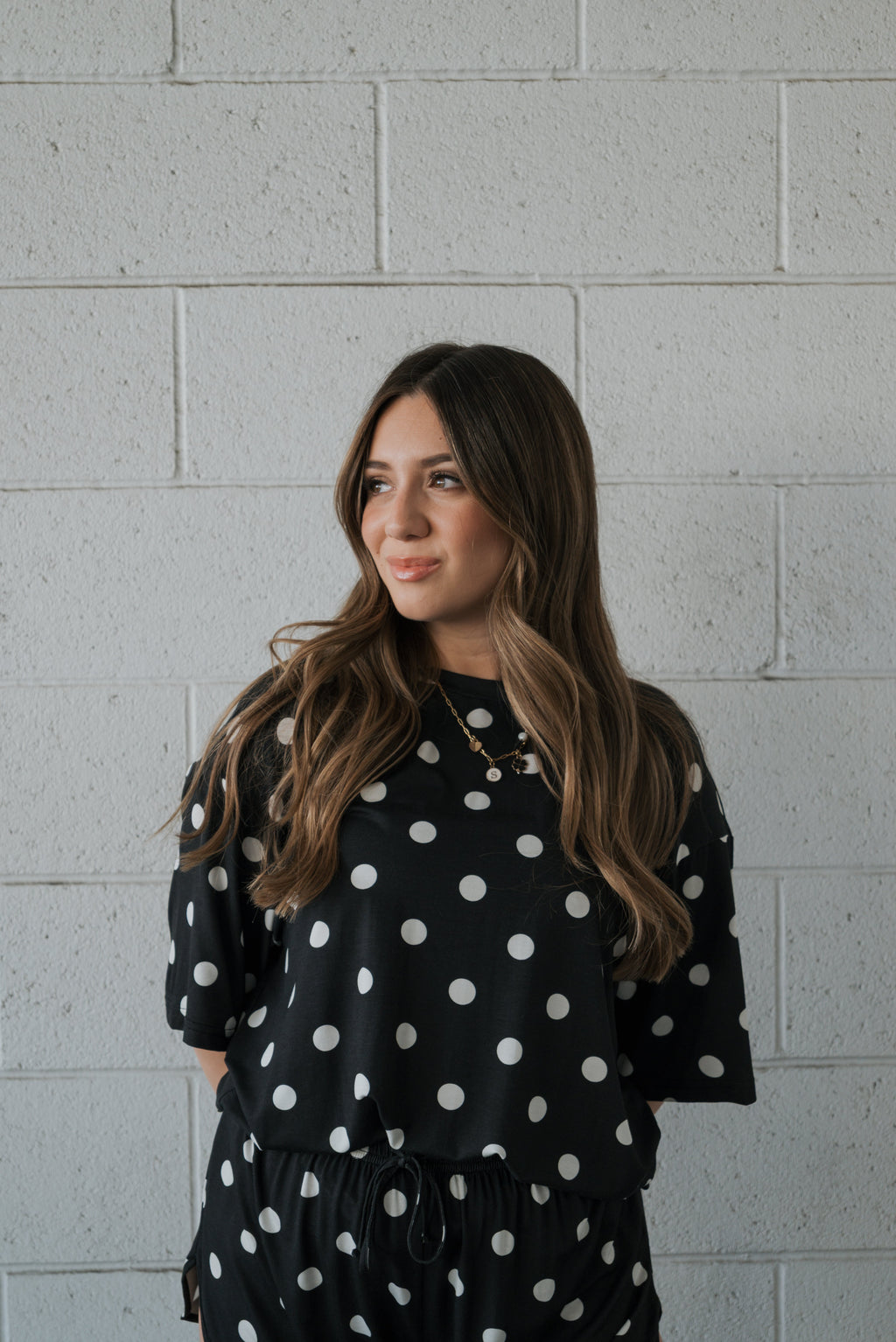 Women's Bamboo Short Set | B&W Polka Dot