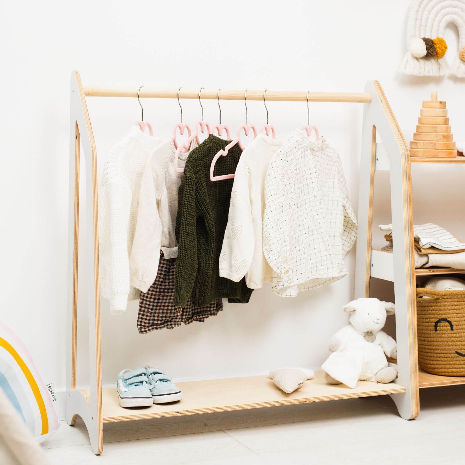 Montessori Toddler Clothes Rack for Nursery & Dress Up Play