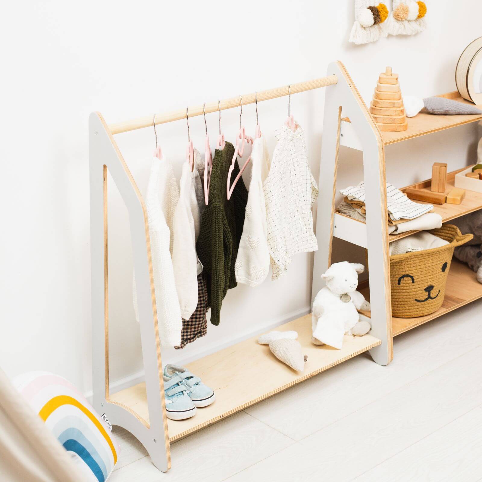 Montessori Toddler Clothes Rack for Nursery & Dress Up Play
