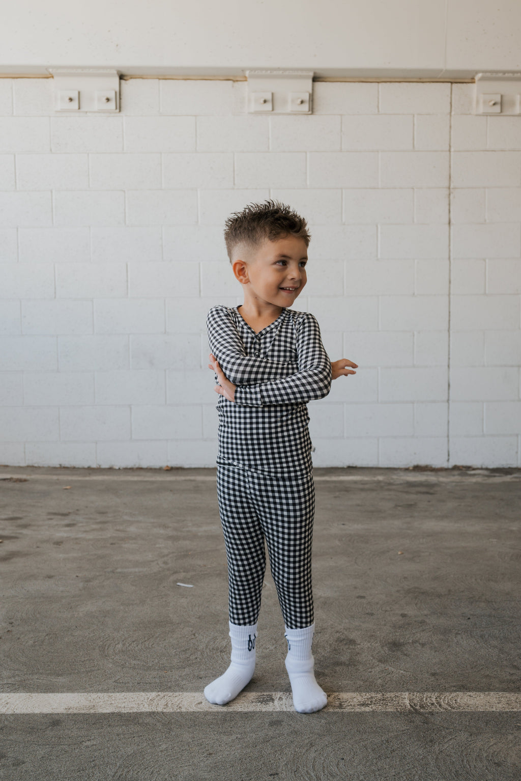 Bamboo Two Piece Pajamas | Black Gingham