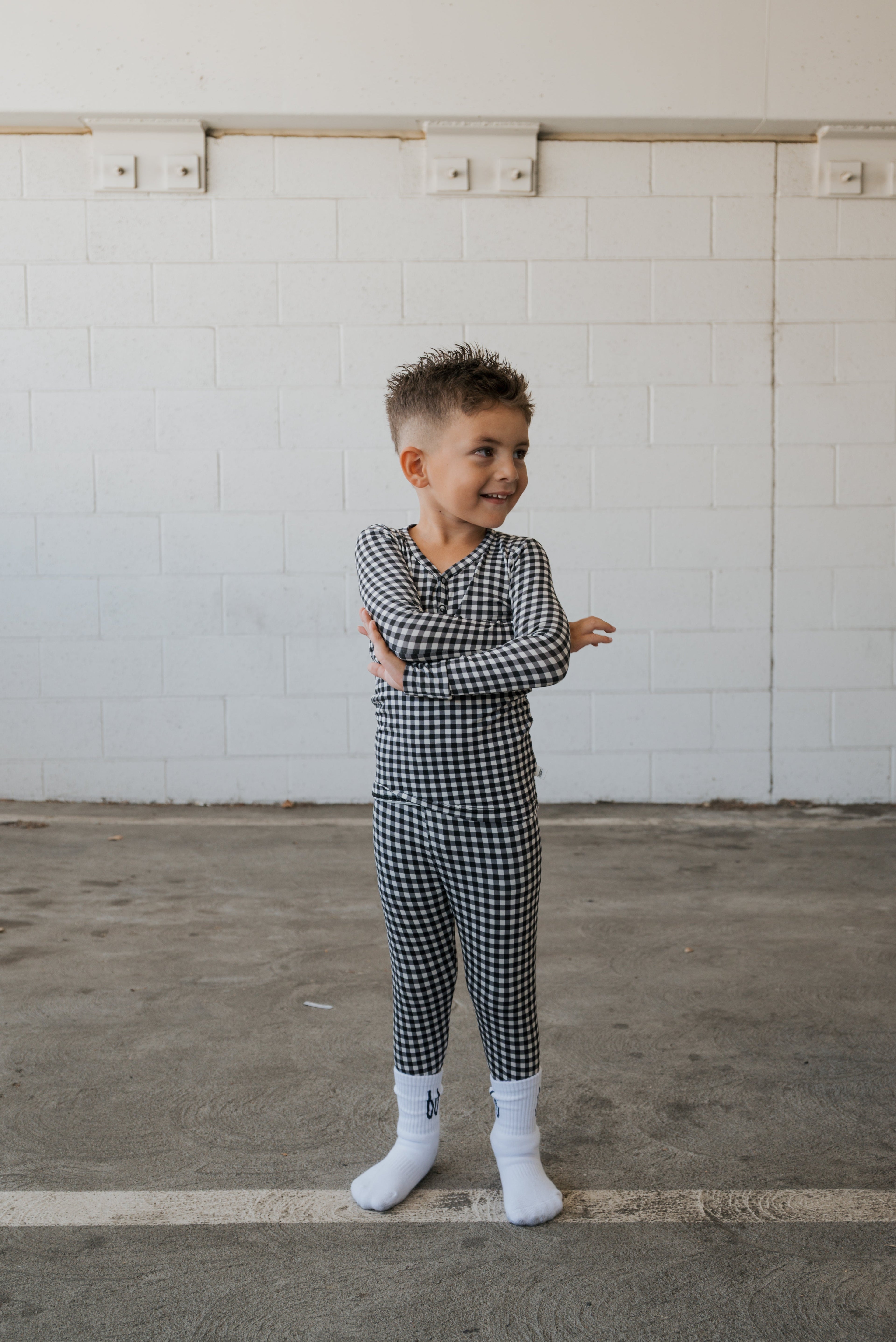 Bamboo Two Piece Pajamas | Black Gingham